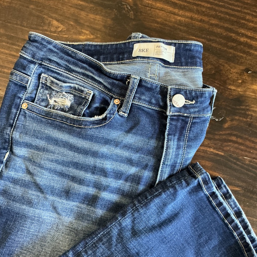 BKE Payton Mens Universal‎ Fit Mid-Rise Straight Leg Dark Wash Jeans 31x31.5